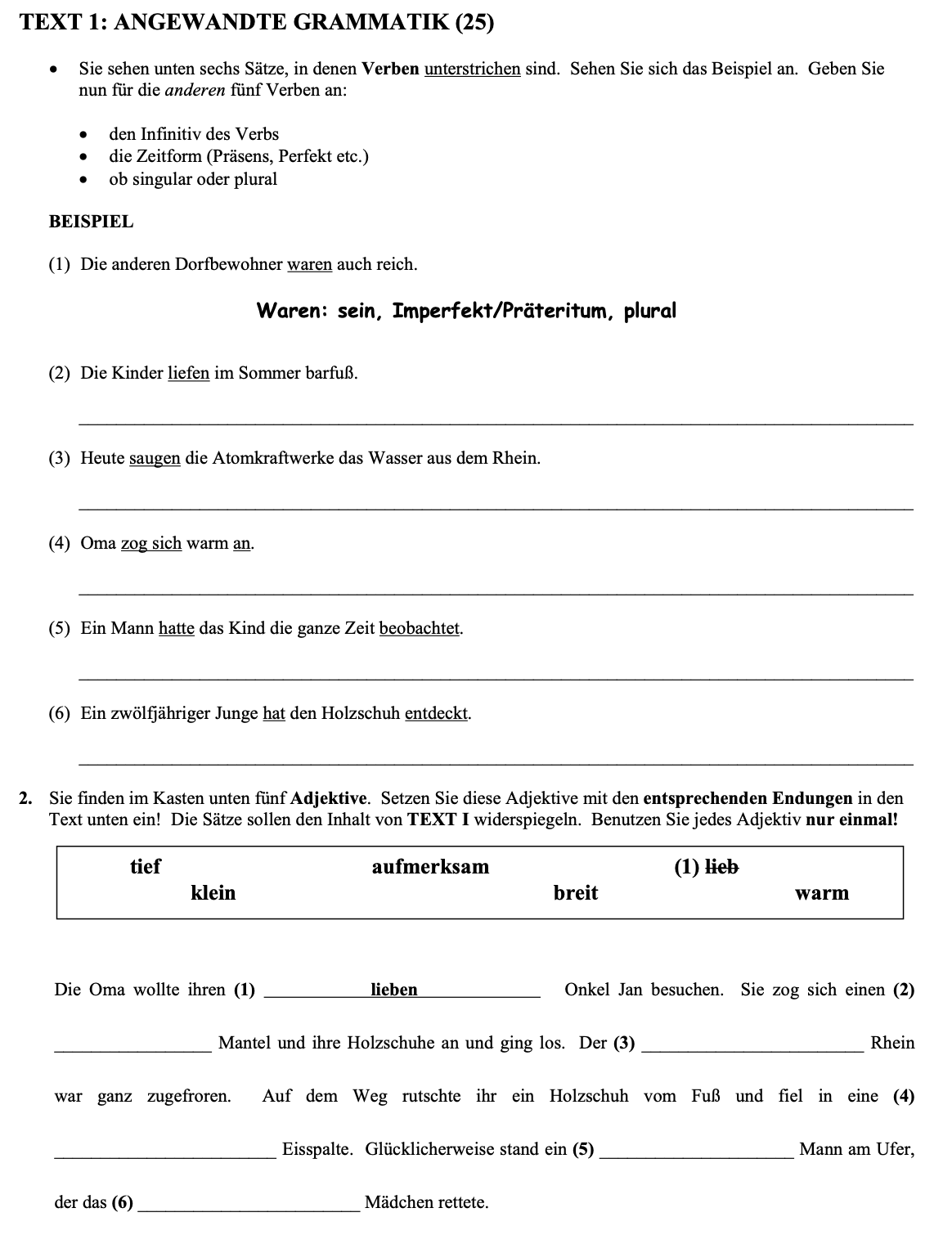 an image of the question 2002 Text I Angewandte Grammatik which is about the topic grammatik and the subject is Leaving Certificate german