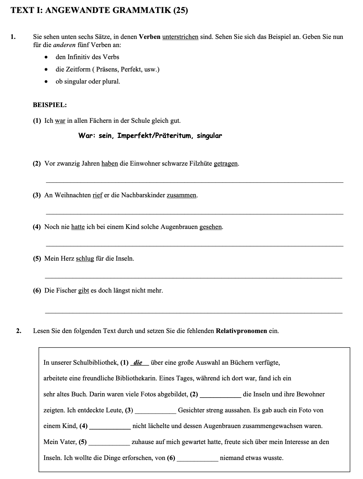 an image of the question 2009 Text I Angewandte Grammatik which is about the topic grammatik and the subject is Leaving Certificate german
