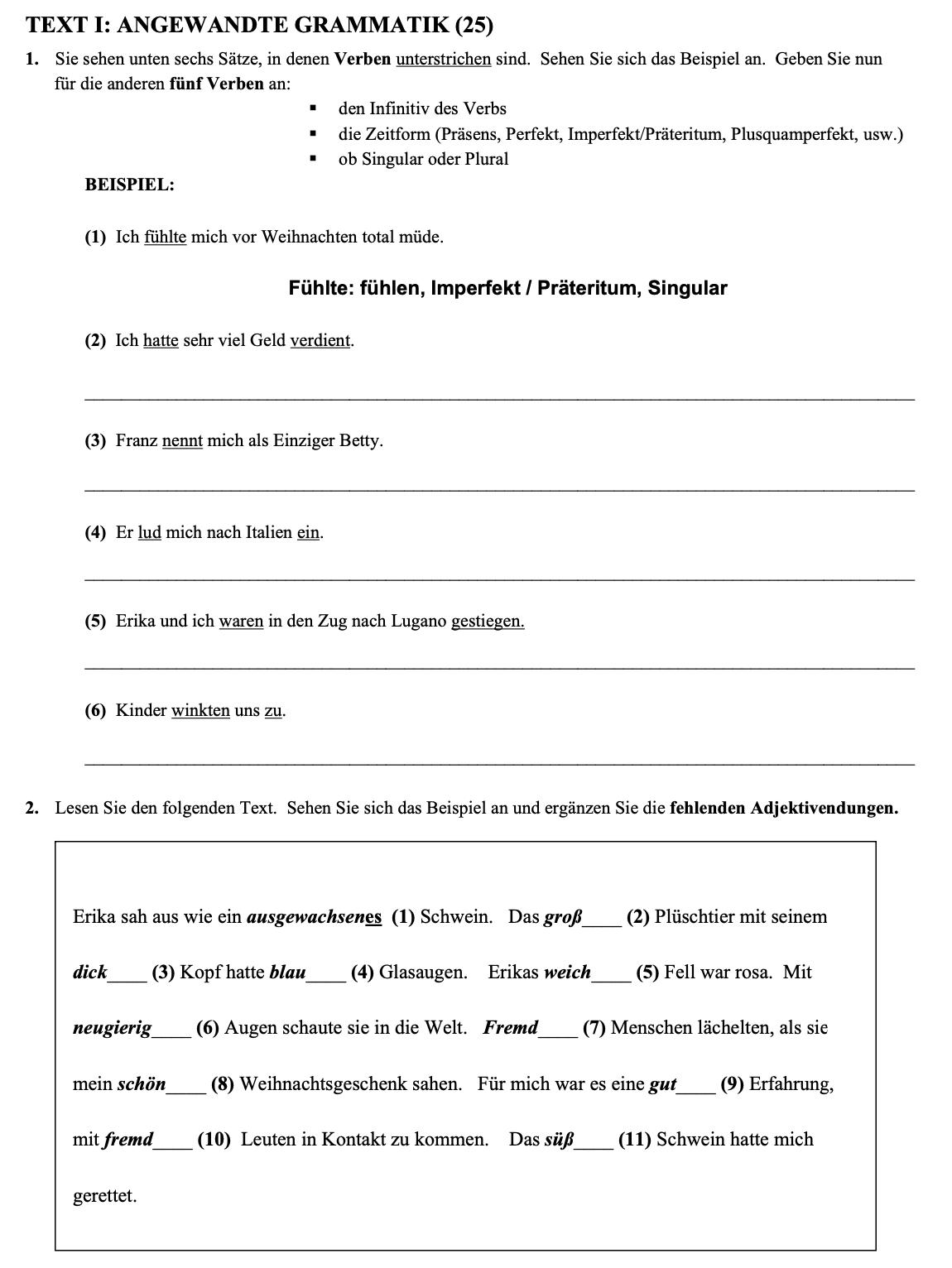 an image of the question 2013 Text I Angewandte Grammatik which is about the topic grammatik and the subject is Leaving Certificate german